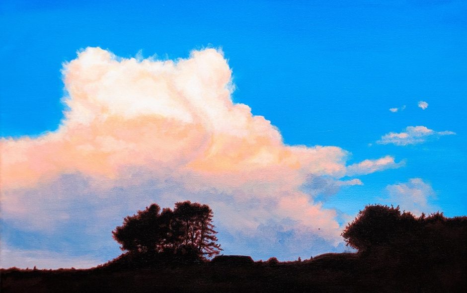 acrylic painting of clouds over Llandybie